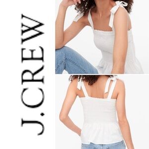 J Crew Smocked tie-shoulder tank top